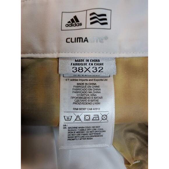 Adidas NWT Golf Pants Mens 38x32 White Climalite 3 Stripe Tech Performance Pants - Picture 9 of 13